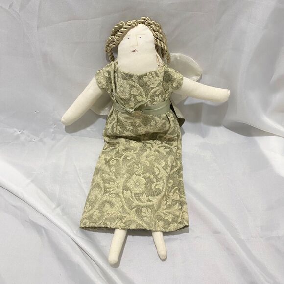 Vintage Woof & Poof 2000 Angel Green Tapestry Brocade Dress 18 In With Paper Tag - Picture 2 of 10